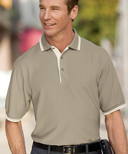 Port Authority&amp;#65533; Silk Touch Sport Shirt with Stripe Trim